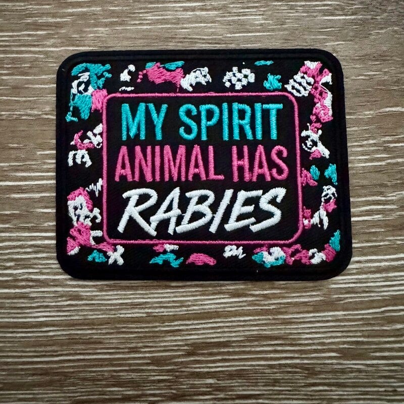 On A Whim Hats My Spirit Animal Has Rabies Iron-On Patch