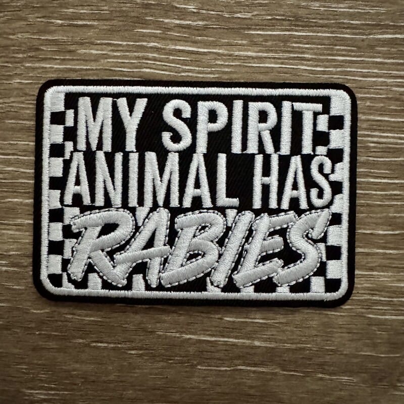 On A Whim Hats My Spirit Animal Has Rabies Iron-On Patch