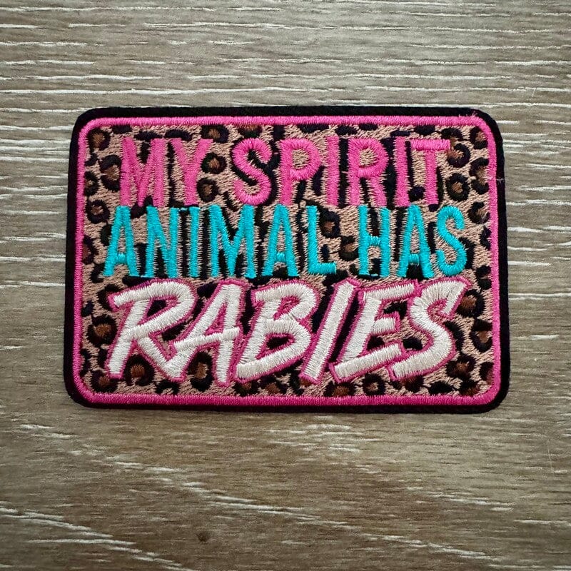 On A Whim Hats My Spirit Animal Has Rabies Leopard Iron-On Patch