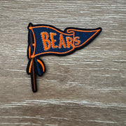 On A Whim Hats Navy and Orange Pennant Flag on Pole Iron-On Patch
