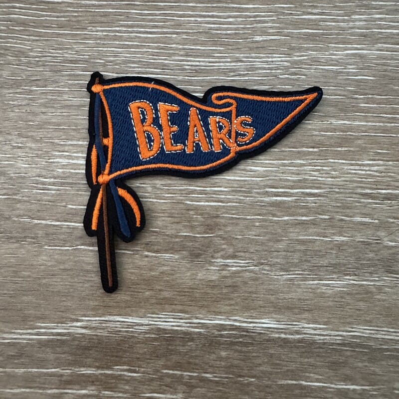 On A Whim Hats Navy and Orange Pennant Flag on Pole Iron-On Patch