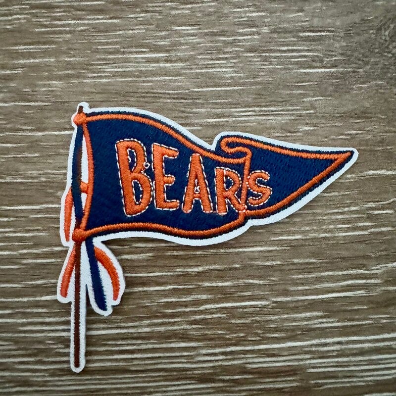 On A Whim Hats Navy and Orange Pennant Iron-On Patch