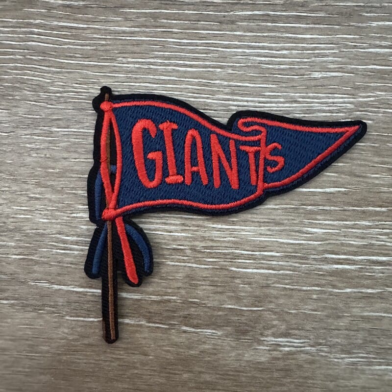 On A Whim Hats Navy and Red Pennant Flag on Pole Iron-On Patch
