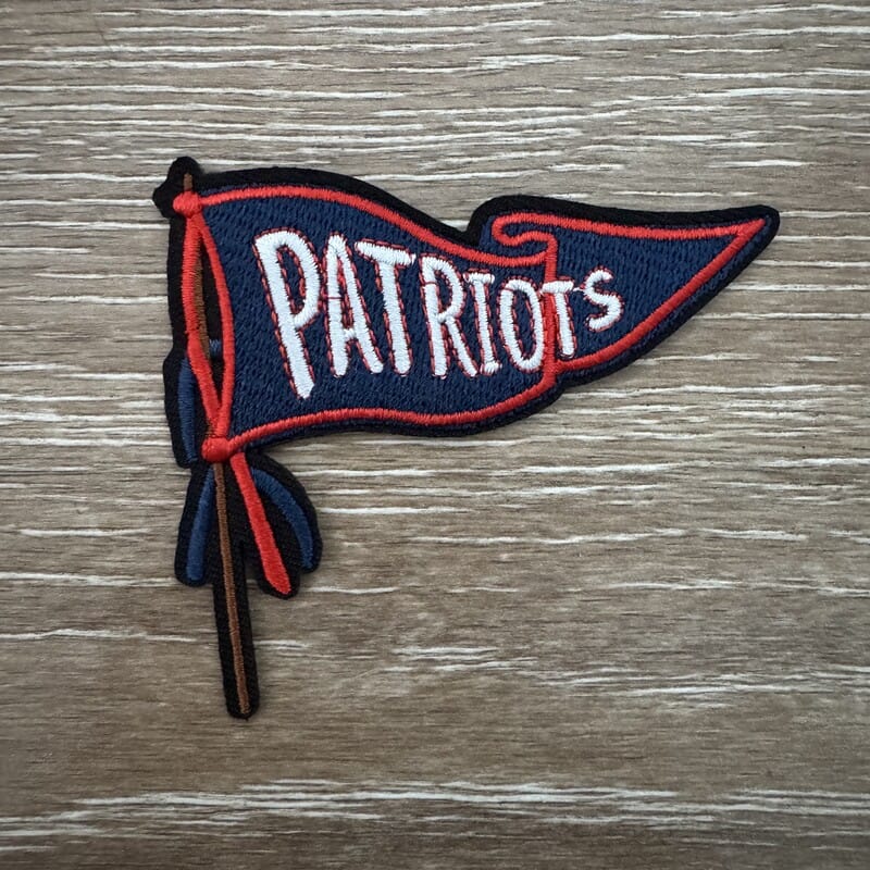On A Whim Hats Navy, Red and White Retro Pennant Iron-On Patch
