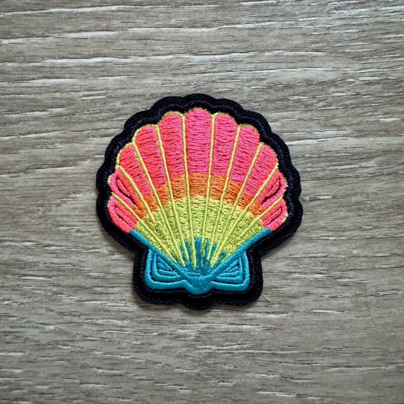 On A Whim Hats Neon Seashell Iron-On Patch