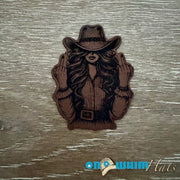 On A Whim Hats No Apologies Outlaw Cowgirl Leather Iron-On Patch