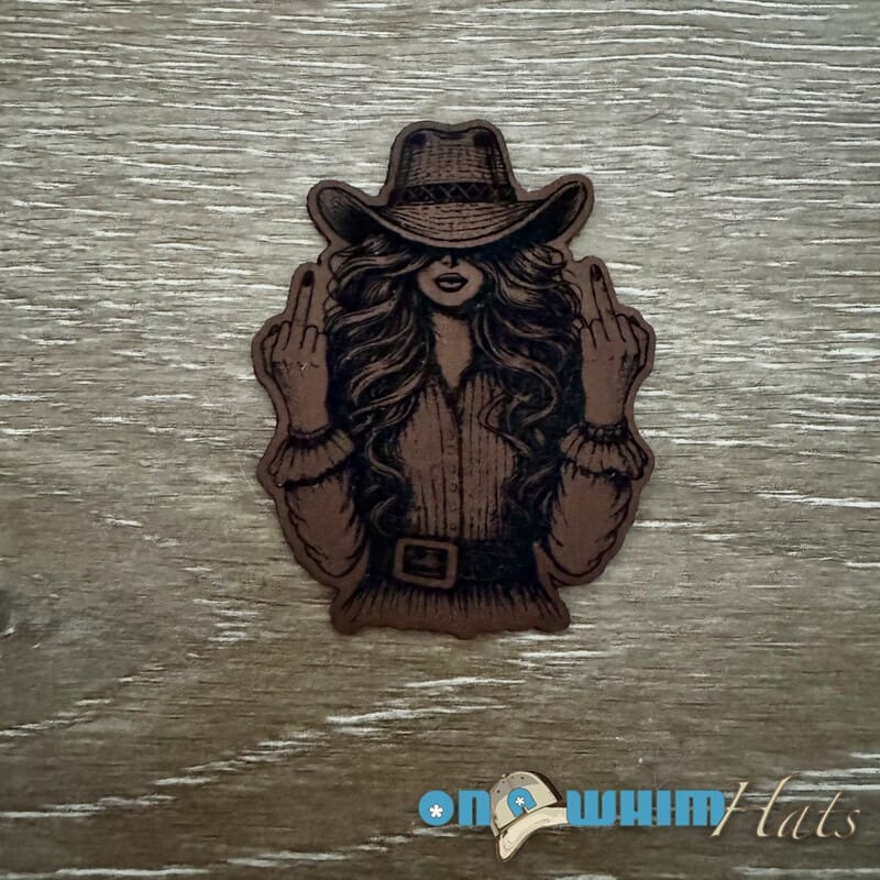 On A Whim Hats No Apologies Outlaw Cowgirl Leather Iron-On Patch