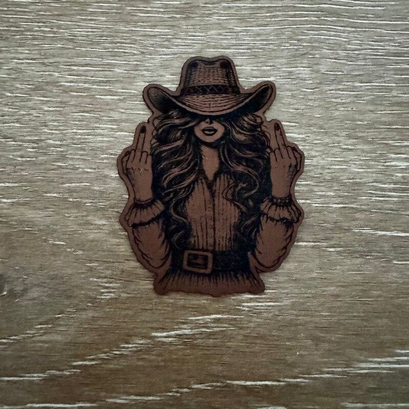 On A Whim Hats No Apologies Outlaw Cowgirl Leather Iron-On Patch