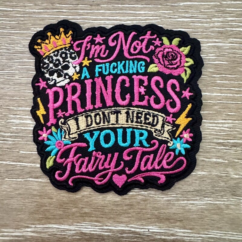 On A Whim Hats Not A Princess Skull and Roses Iron-On Patch