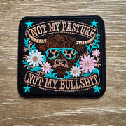 On A Whim Hats Not My Pasture Highland Cow Iron-On Patch