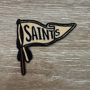 On A Whim Hats Old Gold and Black Pennant Flag on Pole Iron-On Patch