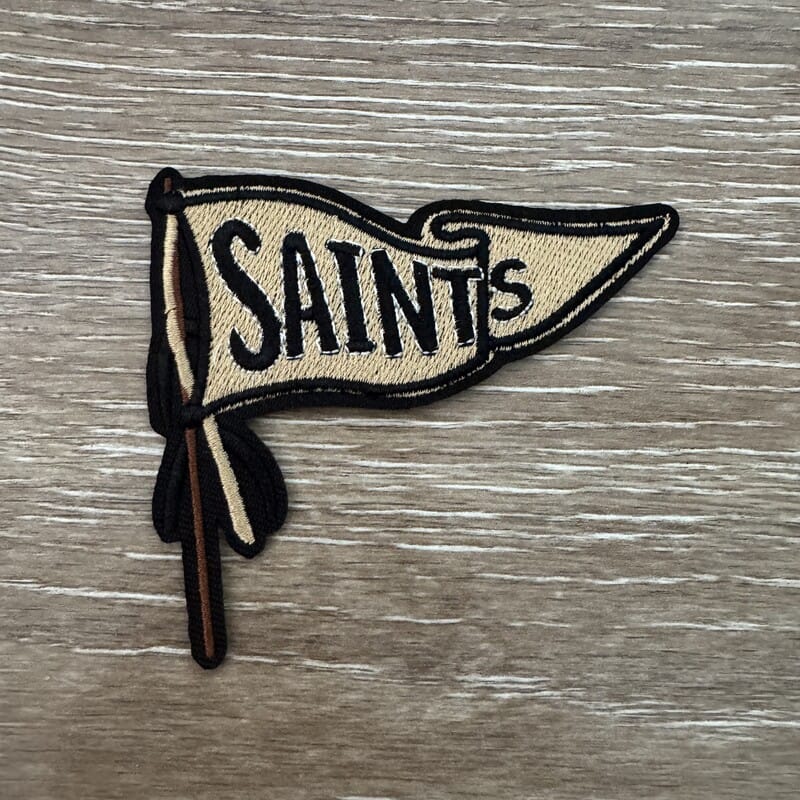 On A Whim Hats Old Gold and Black Pennant Flag on Pole Iron-On Patch