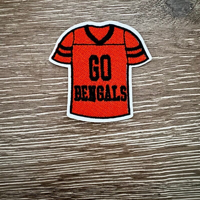 On A Whim Hats Orange and Black Football Jersey Iron-On Patch
