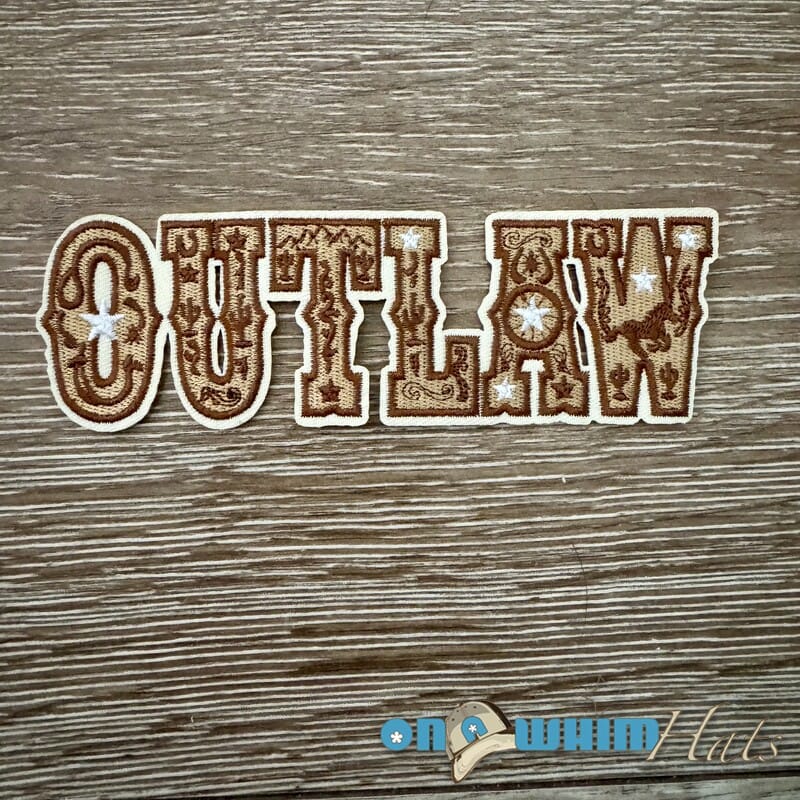 On A Whim Hats Outlaw Western Letters Iron-On Patch