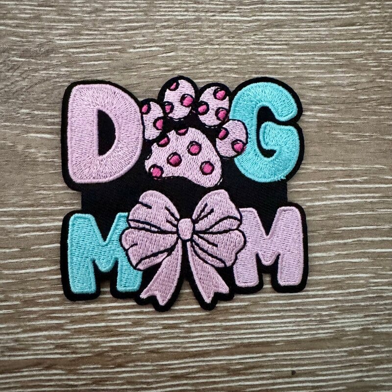 On A Whim Hats Pastel Dog Mom Bow Iron-On Patch