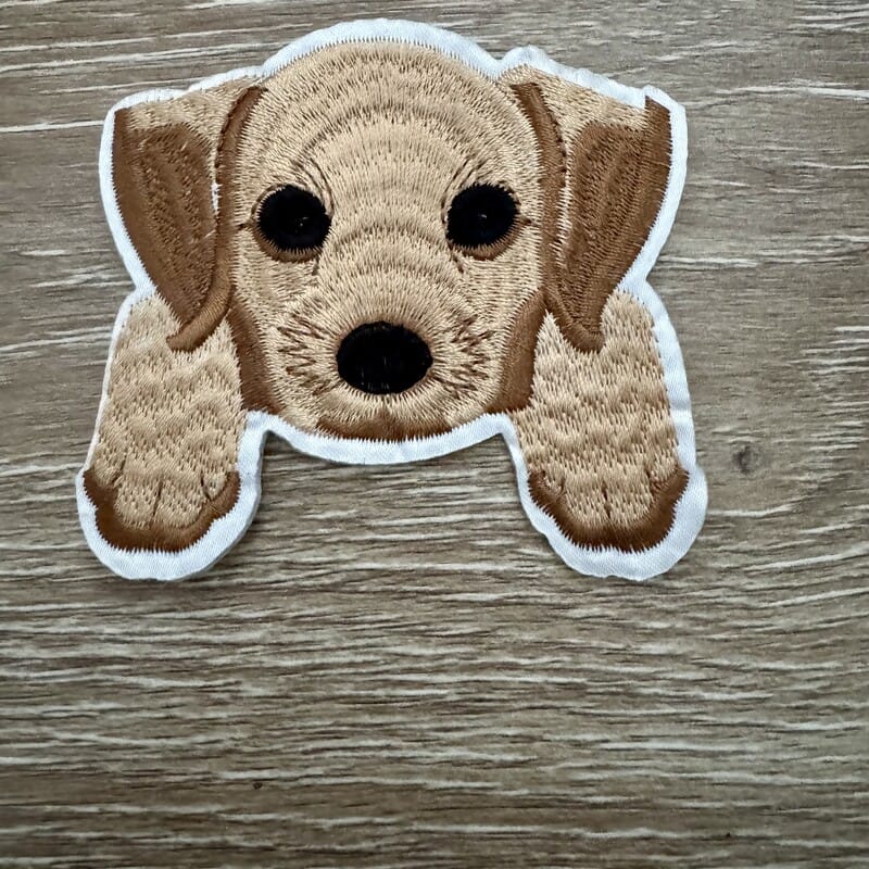 On A Whim Hats Peekaboo Puppy Iron-On Patch