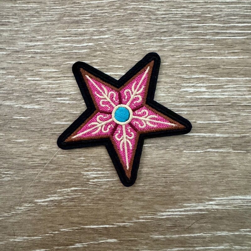 On A Whim Hats Pink &amp; Turquoise Star Iron-On Patch