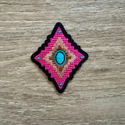 On A Whim Hats Pink Aztec Diamond Iron-On Patch