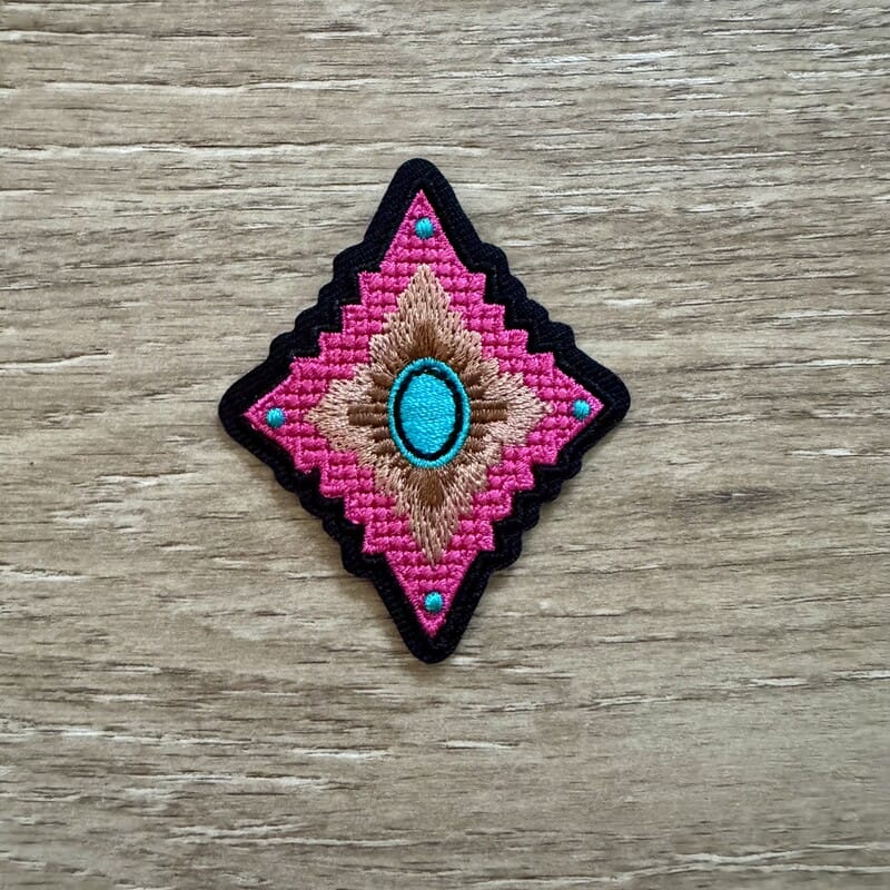 On A Whim Hats Pink Aztec Diamond Iron-On Patch