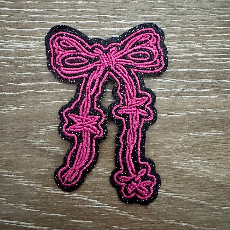 On A Whim Hats Pink Glitter Coquette Bow Iron-On Patch