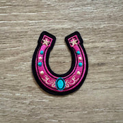 On A Whim Hats Pink Horseshoe Stars Iron-On Patch