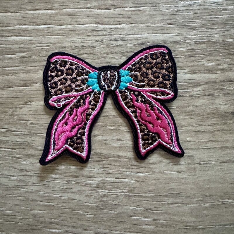 On A Whim Hats Pink Leopard Bow Iron-On Patch