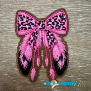On A Whim Hats Pink Leopard Bow Leather Iron-On Patch