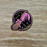 On A Whim Hats Pink Moon Witch Broom Iron-On Patch