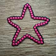 On A Whim Hats Pink Puff Star Outline Iron-On Patch