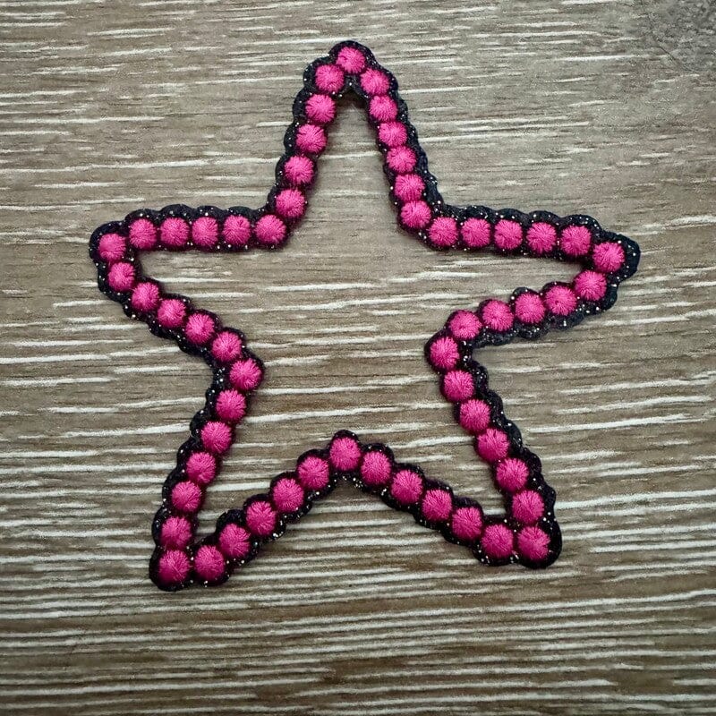 On A Whim Hats Pink Puff Star Outline Iron-On Patch