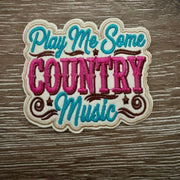 On A Whim Hats Play Me Some Country Music Iron-On Patch