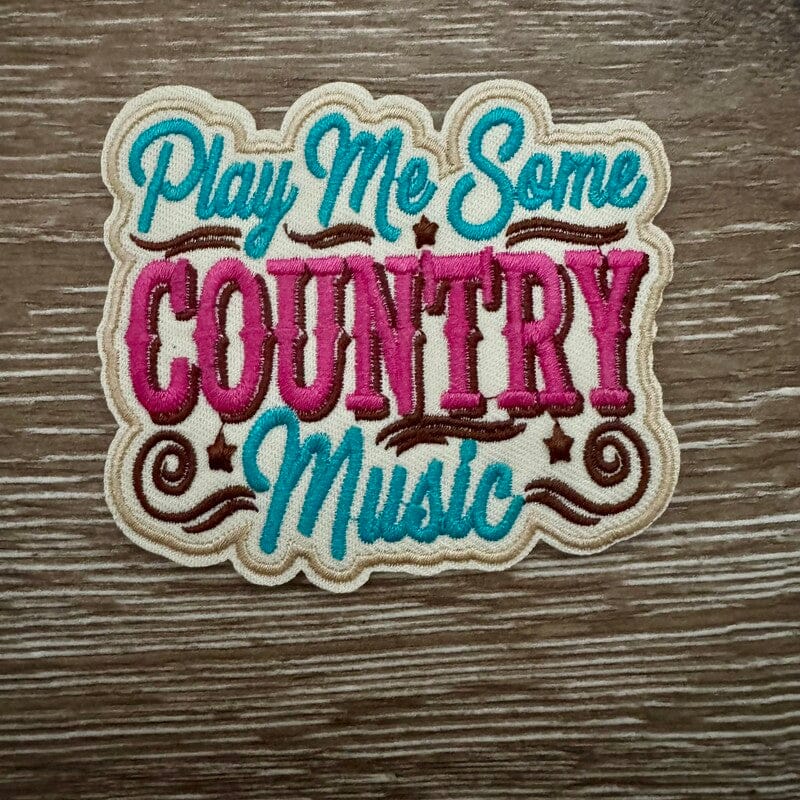On A Whim Hats Play Me Some Country Music Iron-On Patch