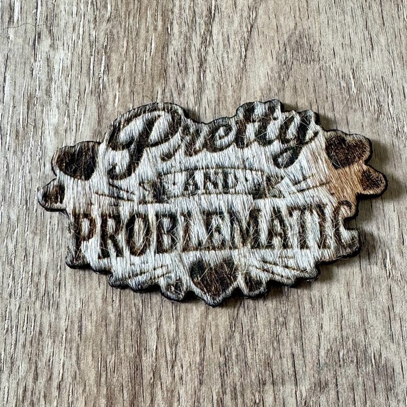 On A Whim Hats Pretty and Problematic Genuine Cowhide Iron-On Patch