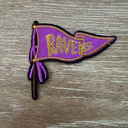 On A Whim Hats Purple and Gold Retro Pennant Iron-On Patch