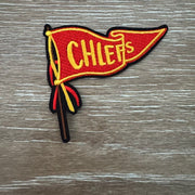 On A Whim Hats Red and Gold Retro Pennant Iron-On Patch