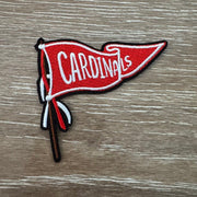On A Whim Hats Red and White Pennant Flag on Pole Iron-On Patch