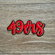 On A Whim Hats Red Script Gold Rush Football Iron-On Patch