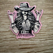 On A Whim Hats Rock On Cowgirl Iron-On Patch