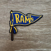 On A Whim Hats Royal Blue and Gold Retro Pennant Iron-On Patch