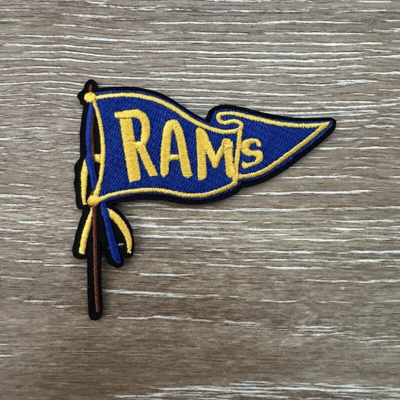 On A Whim Hats Royal Blue and Gold Retro Pennant Iron-On Patch