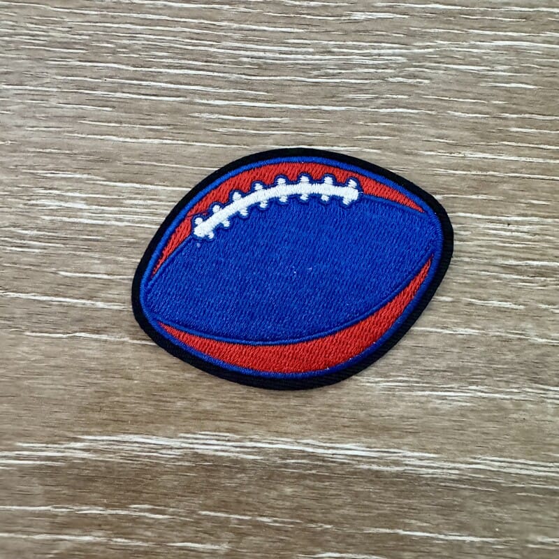 On A Whim Hats Royal Blue and Red Football Iron-On Patch