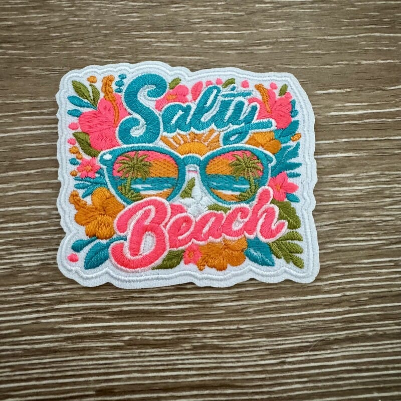 On A Whim Hats Salty Beach Iron-On Patch