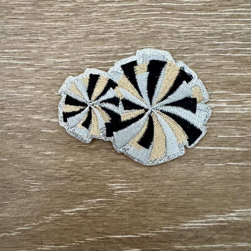 On A Whim Hats Silver Glitter Pinwheel Iron-On Patch