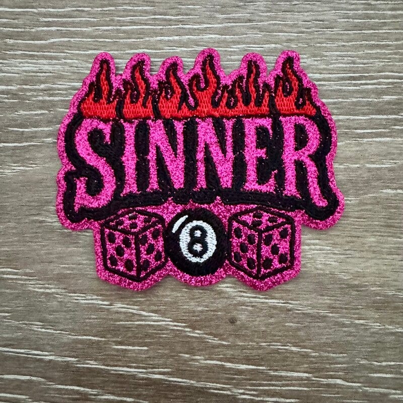 On A Whim Hats Sinner Dice & Eight Ball Iron-On Patch