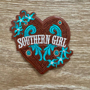 On A Whim Hats Southern Girl Turquoise Heart Iron-On Patch