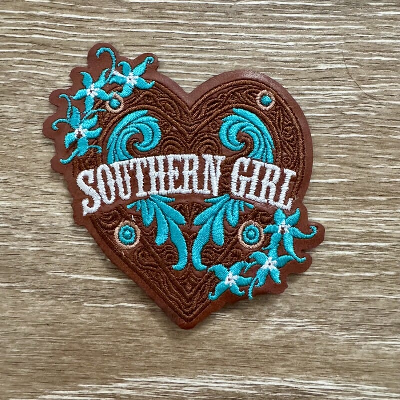 On A Whim Hats Southern Girl Turquoise Heart Iron-On Patch