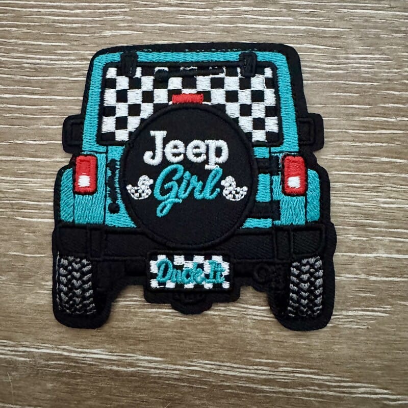 Teal off-road spare tire cover patch with cartoon duck for trucker hats