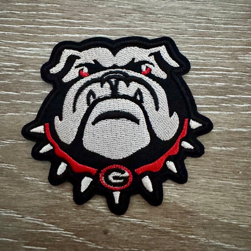 On A Whim Hats Spiked Collar Bulldog Iron-On Patch