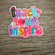 On A Whim Hats Teach Love Inspire Iron-On Patch