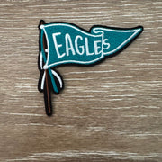 On A Whim Hats Teal and White Banner Pennant Iron-On Patch